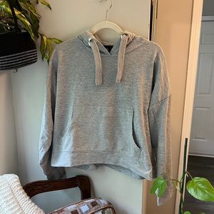 Grey Cropped Sweatshirt with Hood